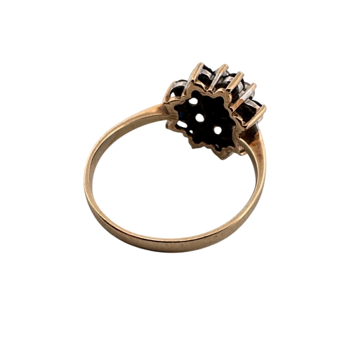 60 - Nine Carat Gold Ring set with White & Black Stones, size N, 2.37g...