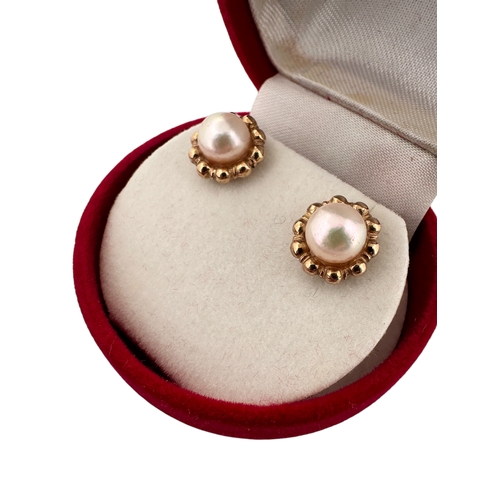 62 - Nine Carat Gold & Pearl Earrings 4g gross...