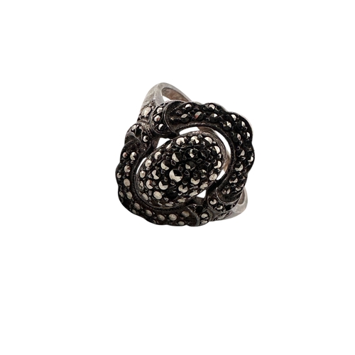 76 - Art Deco Silver & Marcasite Ring, size R