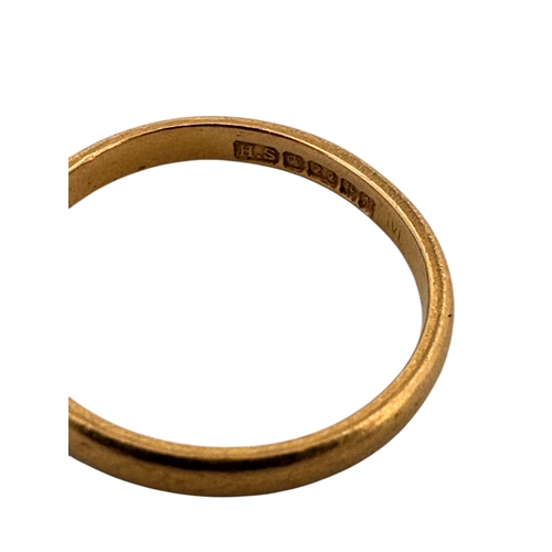 70 - Twenty Two Carat Gold Wedding Band, size N, 2.6g