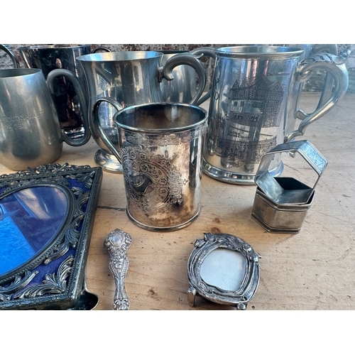 351 - Mixed Metalware items including Pewter & QE2 Spoons etc.