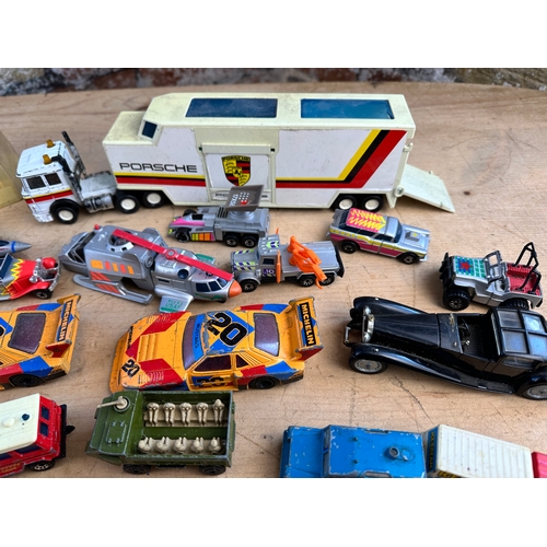 184 - Vintage Play Worn Diecast Cars including Corgi, Lesney & Matchbox Connectables