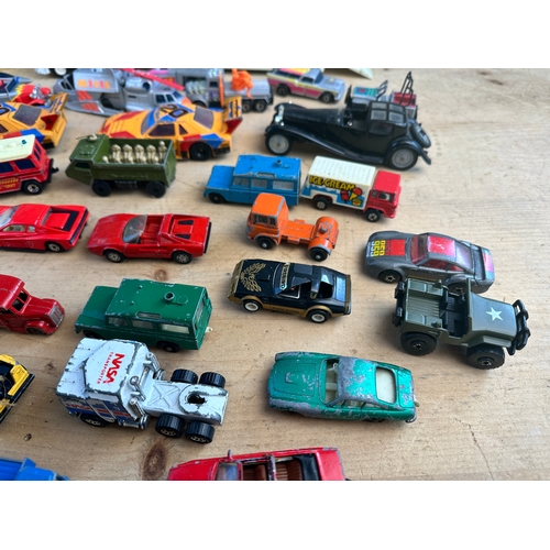 184 - Vintage Play Worn Diecast Cars including Corgi, Lesney & Matchbox Connectables