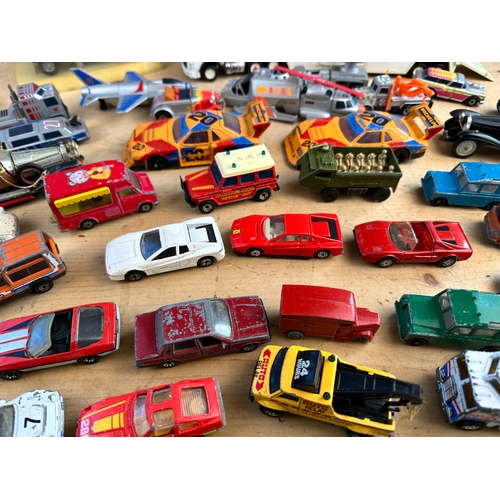 184 - Vintage Play Worn Diecast Cars including Corgi, Lesney & Matchbox Connectables