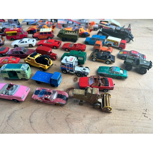 184 - Vintage Play Worn Diecast Cars including Corgi, Lesney & Matchbox Connectables