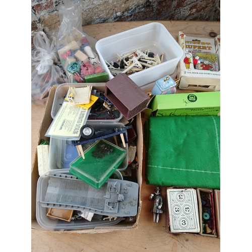 174 - Box of Assorted Toys including Subbuteo and Model Railway Spares