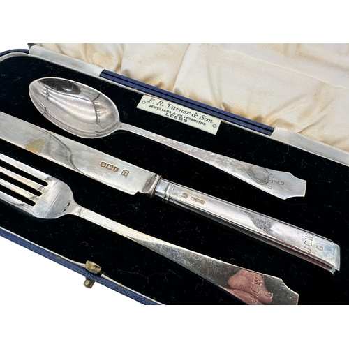 106 - Hallmarked Silver Christening Set in fitted case, 81.2g, Sheffield 1936