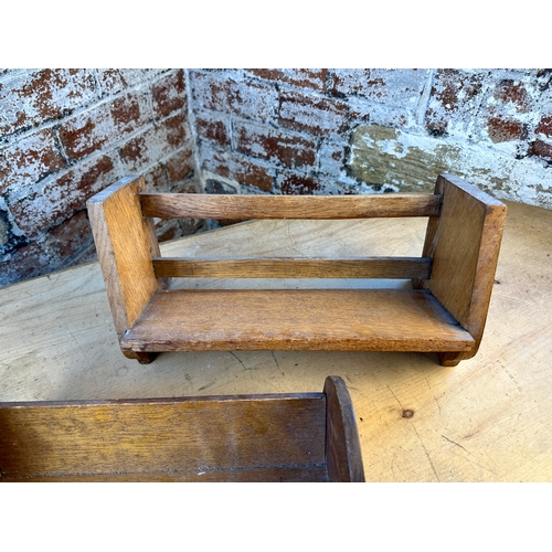 254 - Two Vintage Oak Desktop Bookshelves