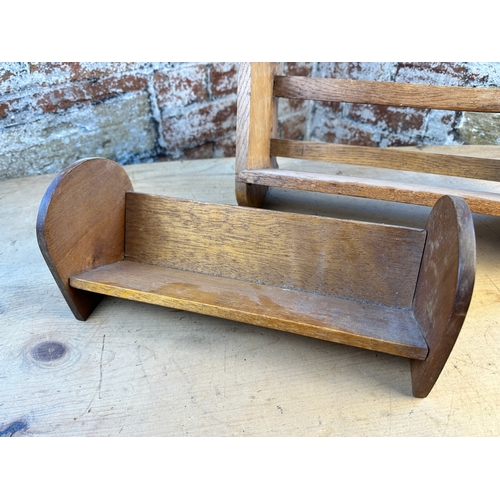 254 - Two Vintage Oak Desktop Bookshelves