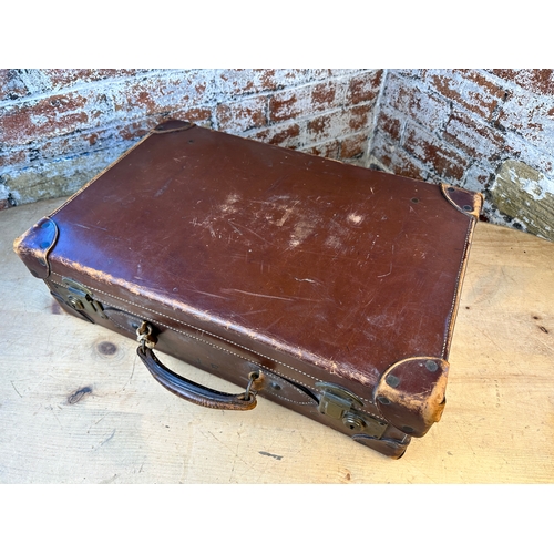 256 - Quality Vintage Leather Suitcase