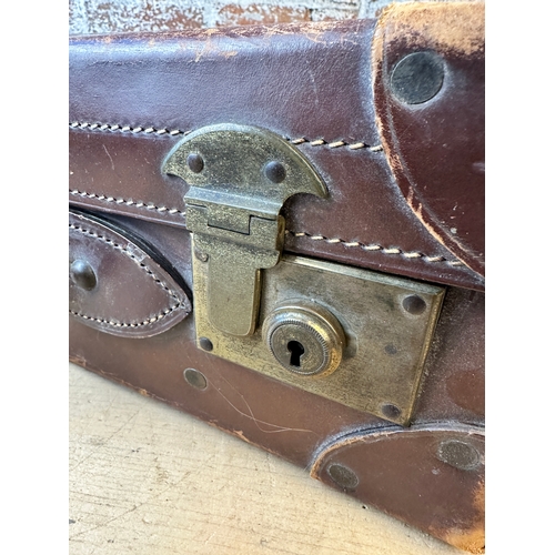 256 - Quality Vintage Leather Suitcase