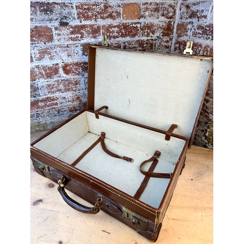 256 - Quality Vintage Leather Suitcase