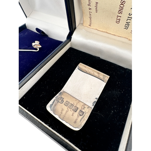 4 - Hallmarked Silver Money Clip & Cubic Zirconia Cravat Pin...