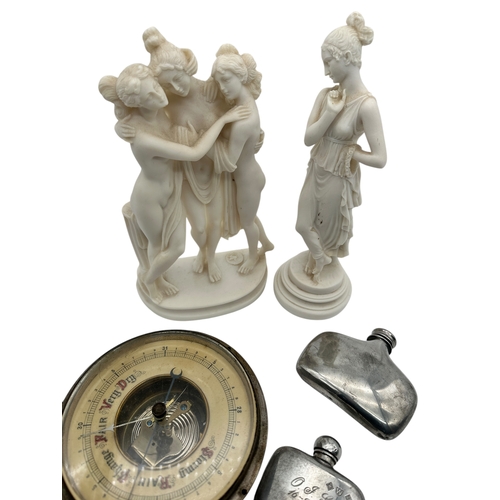 239 - Collectables including Pewter Hip Flasks