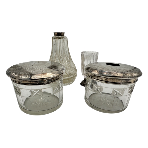 2 - Group of SIlver Topped Glass items, two lids weigh 68g...