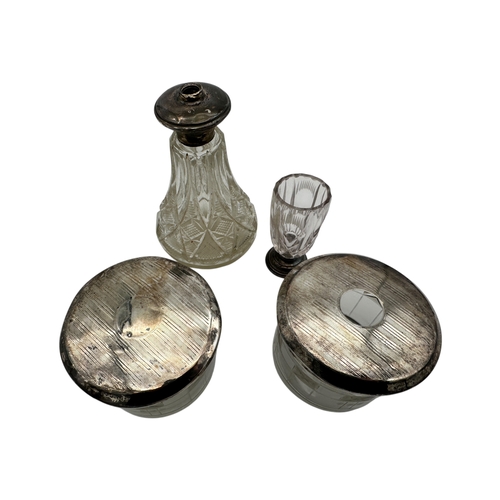 2 - Group of SIlver Topped Glass items, two lids weigh 68g...