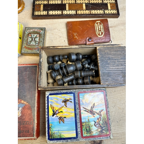 151 - Vintage Games including Russian Doll, Cards, Cribbage & Chess