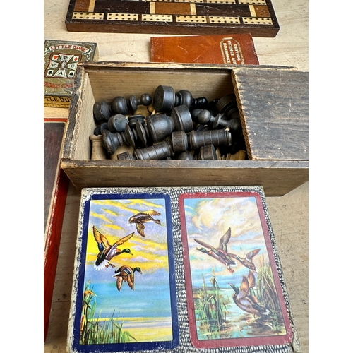 151 - Vintage Games including Russian Doll, Cards, Cribbage & Chess