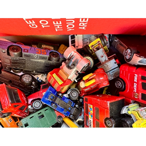 154 - Box of Vintage Play Worn Diecast Cars & Vehicles