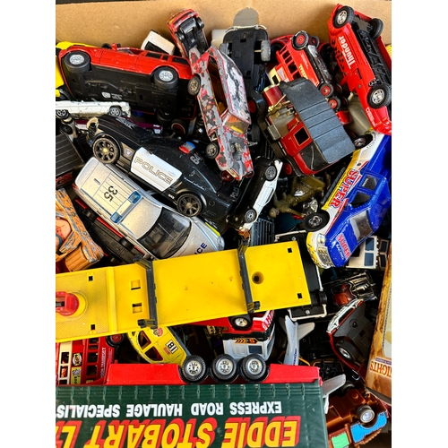 155 - Box of Vintage Play Worn Diecast Cars & Vehicles