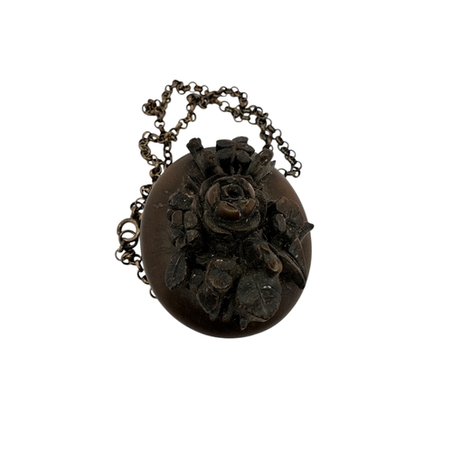 12 - Beautifully Carved Victorian Vulcanite Mourning Locket...