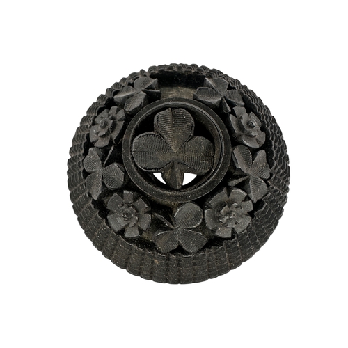 13 - Victorian Irish Bog Oak Brooch...