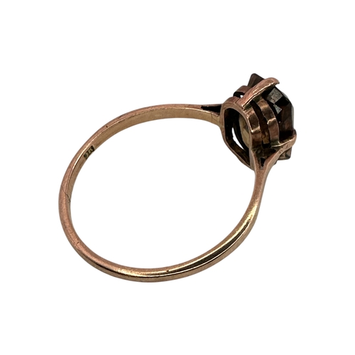 26 - Nine Carat Rose Gold Ring set with Smoky Quartz. size P, 1.94g...