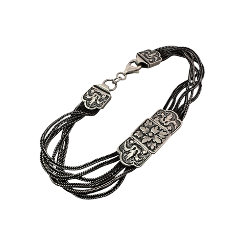87 - Vintage 925 Silver, Six Foxtail Bracelet