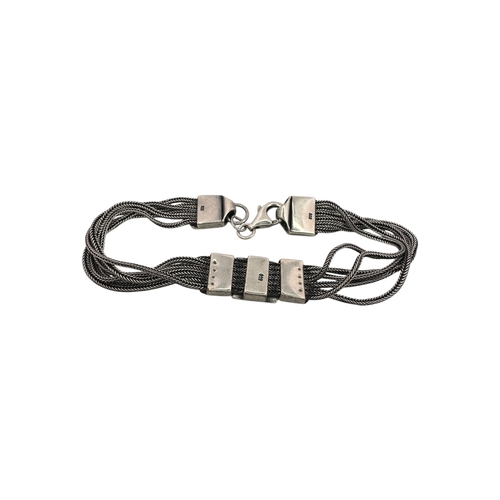 87 - Vintage 925 Silver, Six Foxtail Bracelet