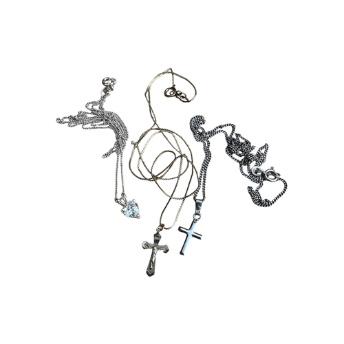 101 - Two Small Silver Chains & Pendants with 14 Carat Gold Fiulled Crucifix & Chain
