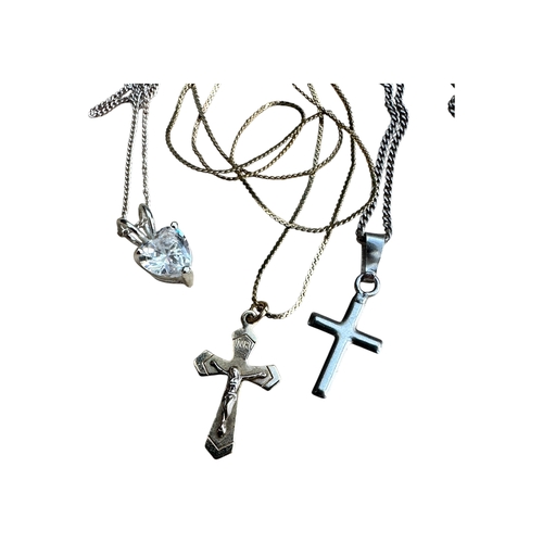 101 - Two Small Silver Chains & Pendants with 14 Carat Gold Fiulled Crucifix & Chain