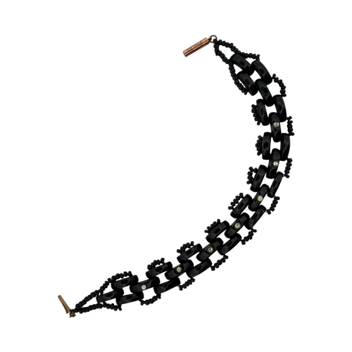 83 - Antique Bracelet possibly Jet with Nine Carat Rose Gold Clasp