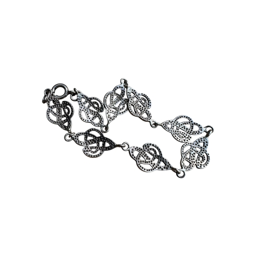 42 - Celtic Knot Silver Bracelet by Kit Heath. Full Edinburgh Hallmarks