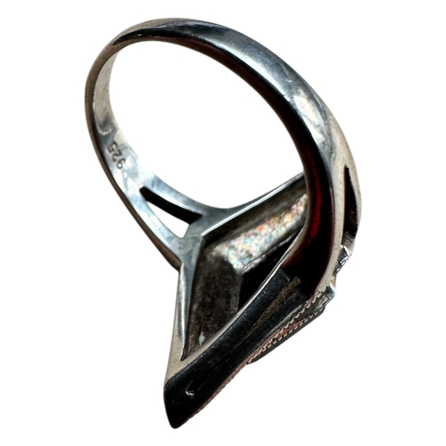 65 - Art Deco Silver and Marcasite Ring. Stamped 925. size M. 5.2g