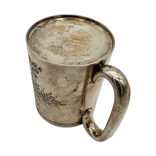 3 - Engraved Silver Christening Mug - Chester 1907, 130g