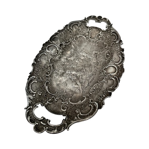 24 - Antique Continental Cast Silver Twin Handled Basket with Watteau-esque Decoration of Musicians - Lon... 