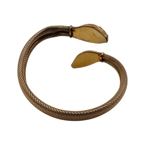 28 - Vintage French Rolled Gold Double Headed Snake Bangle - stamped 'Plaque Or Laminé' with maker's mark... 