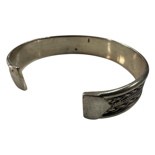 33 - Silver Bangle with Ropework Design - stamped 925, 24g