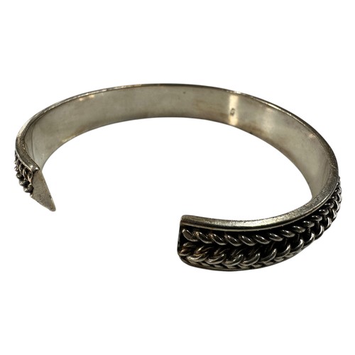 36 - Silver Bangle with Ropework Design - stamped 925, 39.3g