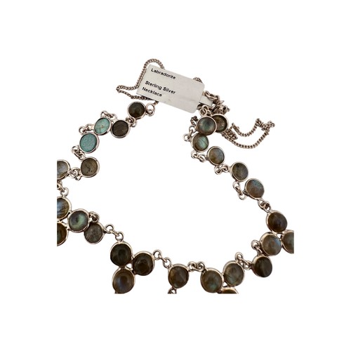 99 - Silver and Labradorite Necklace with Drops - stamped 925, as new with tag, 14.1g