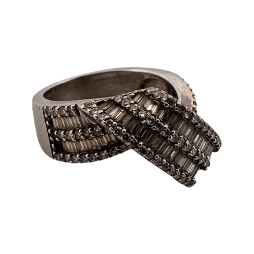 92 - Eighteen Carat White Gold Ring set with Diamonds (some missing stones) Size M. 8.17g