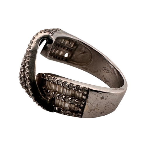 92 - Eighteen Carat White Gold Ring set with Diamonds (some missing stones) Size M. 8.17g