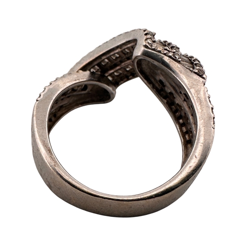 92 - Eighteen Carat White Gold Ring set with Diamonds (some missing stones) Size M. 8.17g