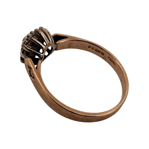 97 - Nine Carat Gold 7 Diamond Cluster Ring. Size N 2.12g