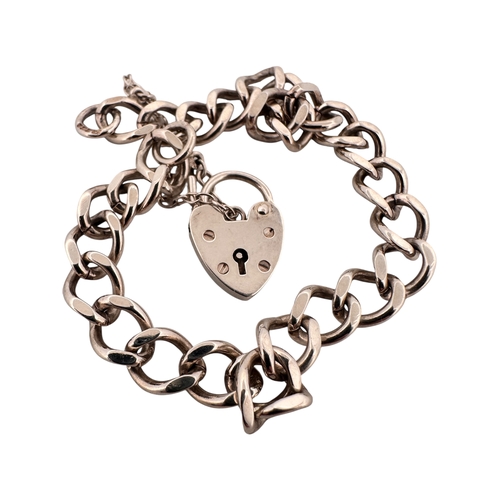 67 - Silver Charm Bracelet with Heat Shaped Padlock Clasp