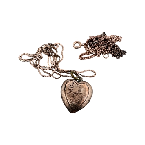 62 - Two Silver Neck Chains with Heart Shaped Pendant