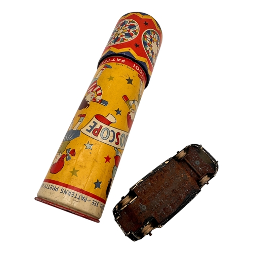 216 - Vintage Tin Plate Kaleidoscope & Playworn Dinky Car