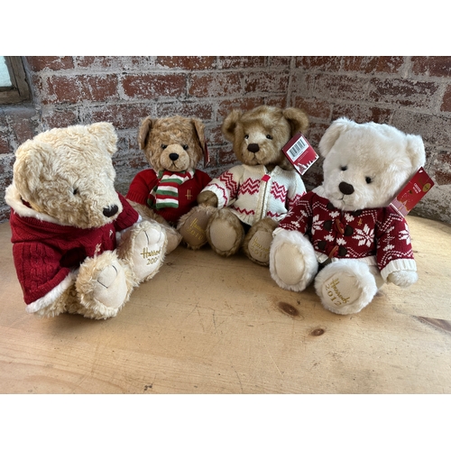 228 - Four As New with Tags Harrods Christmas Bears - 2009 to 2012