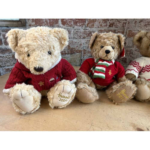 228 - Four As New with Tags Harrods Christmas Bears - 2009 to 2012