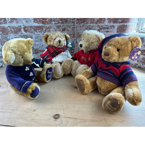 230 - Four As New with Tags Harrods Christmas Bears 2000 - 2004